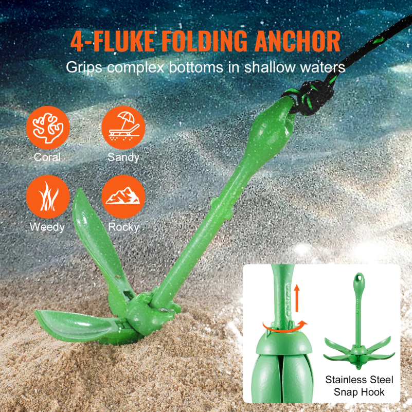 Kayak Anchor Kit 3.5 lb Paddle - Fishing Kayak Anchor บทวิจารณ์และราคา