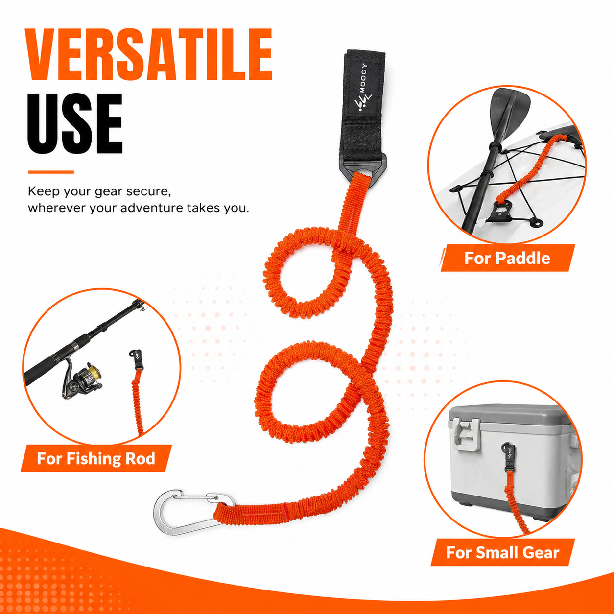 Coiled Paddle Leash Orange Kay - Fishing Kayak Paddle Leash บทวิจารณ์และราคา