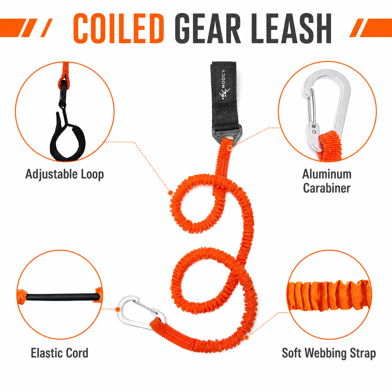Coiled Paddle Leash Orange Kay - Fishing Kayak Paddle Leash บทวิจารณ์และราคา