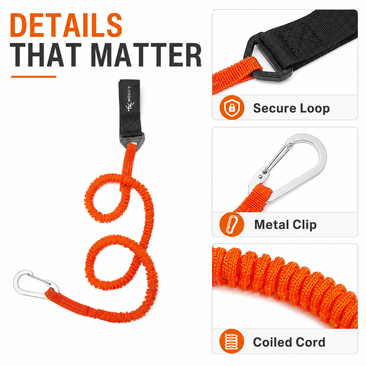 Coiled Paddle Leash Orange Kay - Fishing Kayak Paddle Leash บทวิจารณ์และราคา